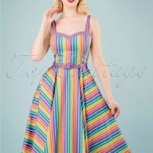 🆕 Collectif Nova Rainbow Dress, NWT, US 16/UK20, Retro